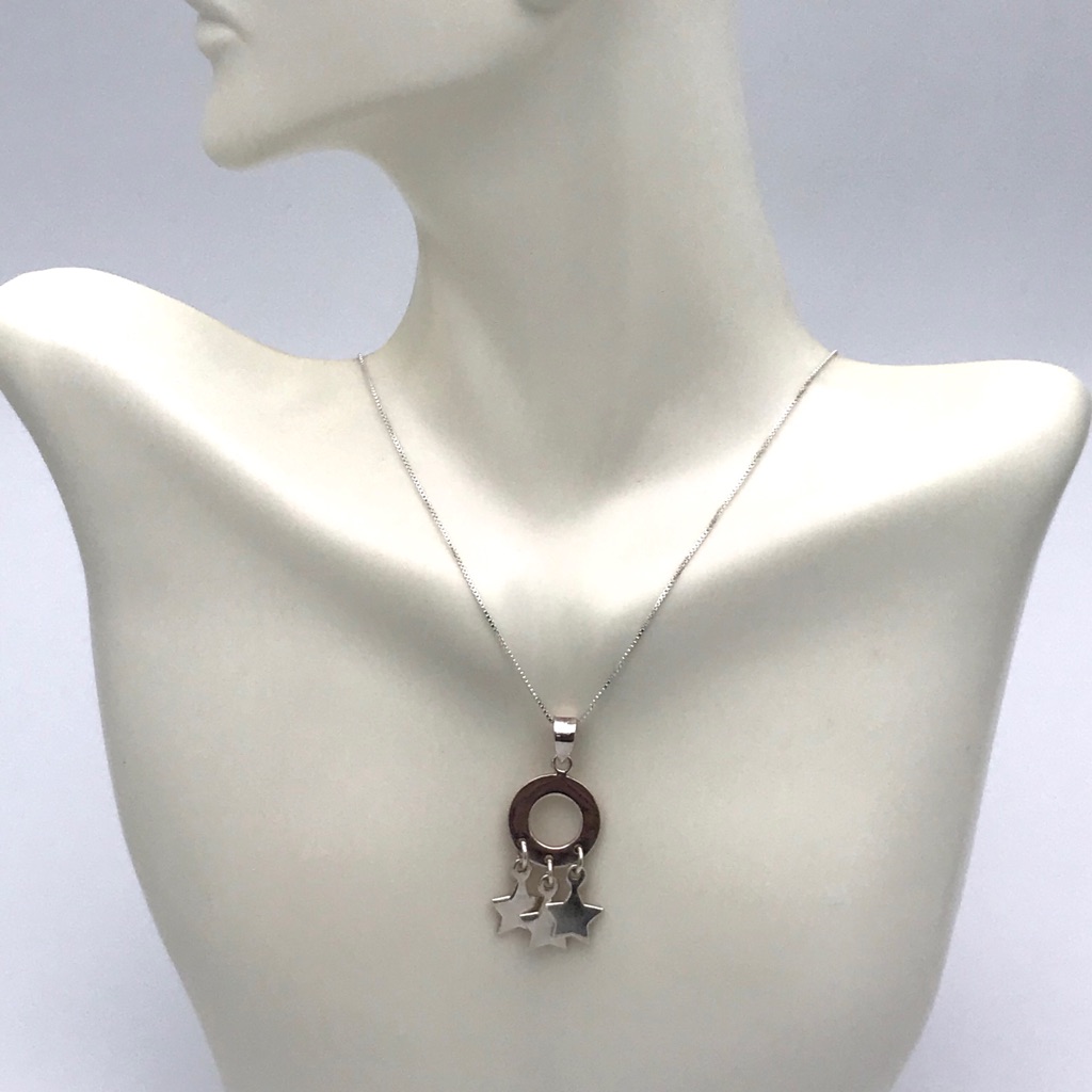 Sterling Silver Circle Stars Necklace 16 99$
